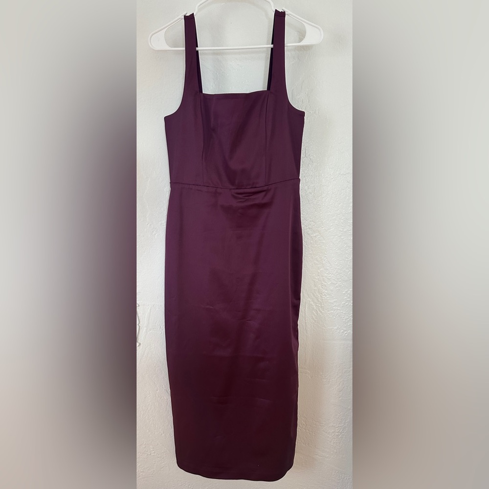 Abercrombie & Fitch Sculpting Stretch Satin Midi Dress